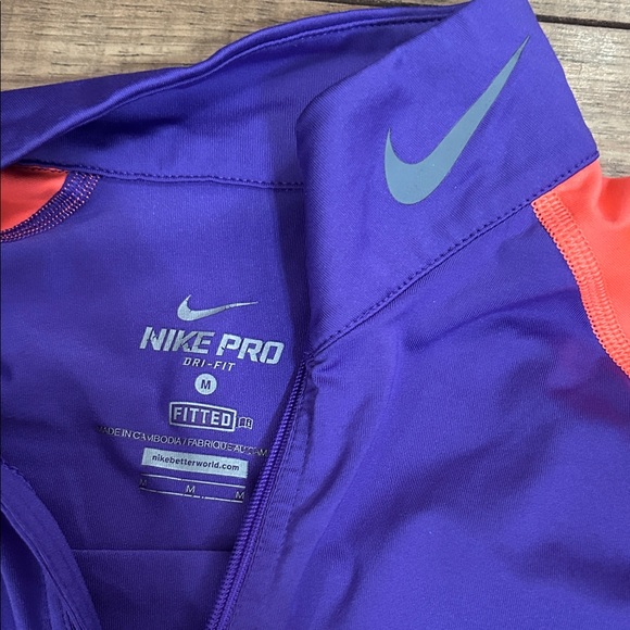 Nike Pro Women's Vibrant Purple and Orange Quarter Zip - Picture 2 of 2